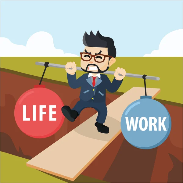 Άνθρωπος των επιχειρήσεων σταθεροποιήσει μεταξύ ζωής και εργασίας — Διανυσματικό Αρχείο