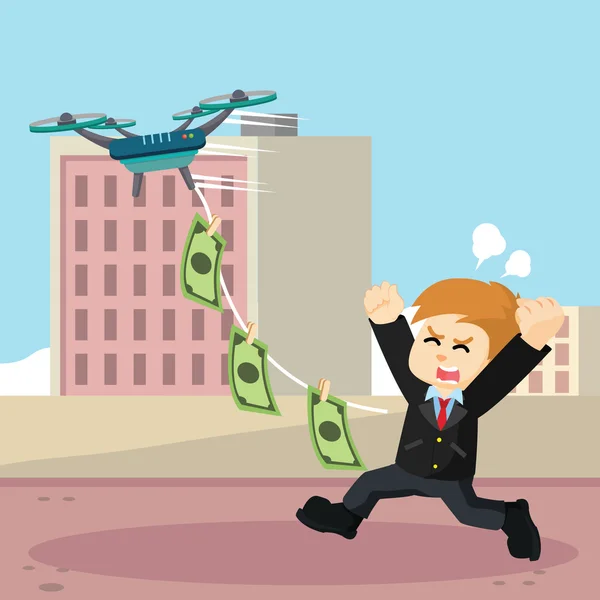 Drone obchodní muž peníze — Stockový vektor