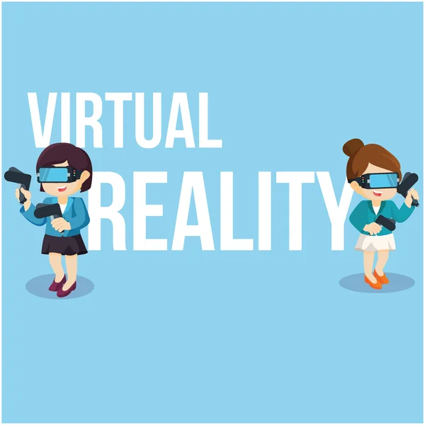 Jogando realidade virtual na cidade —  Vetores de Stock