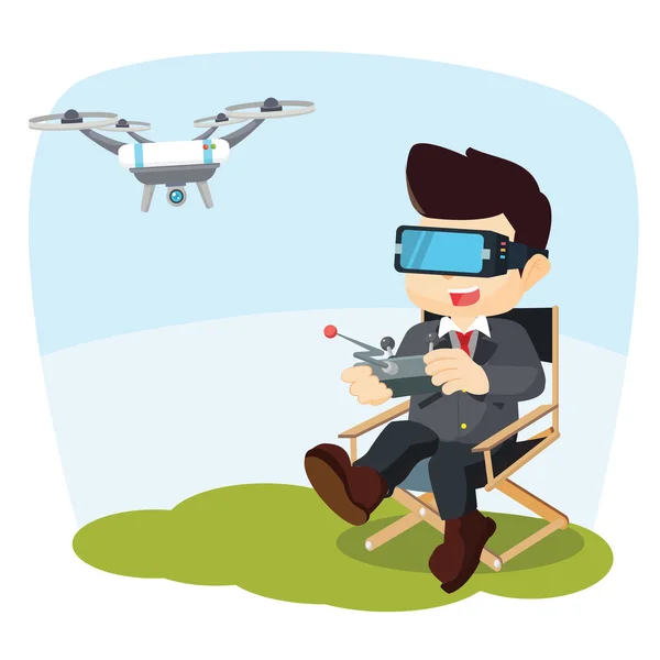 Geschäftsmann spielt Drohne mit virtueller Realität — Stockvektor