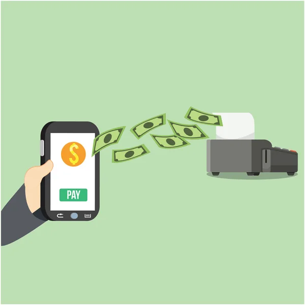 Mobilne płatności za pośrednictwem smartfonu — Wektor stockowy