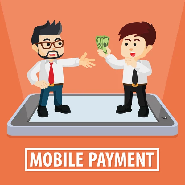 Biznesmen mobilnych płatności na duży tablet — Wektor stockowy