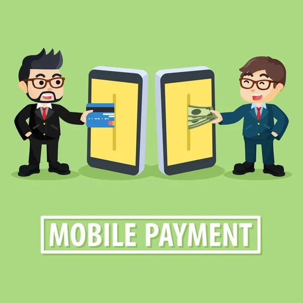 Biznesmen mobilne płatności za pomocą smartfona — Wektor stockowy