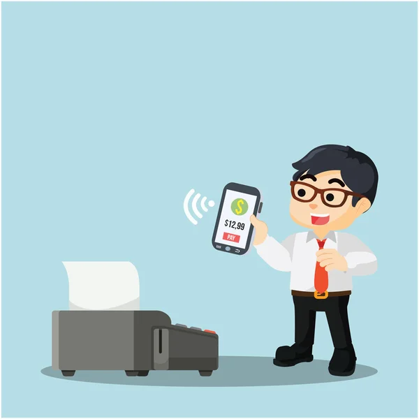 Businessman transfer with mobile payment — Stock Vector