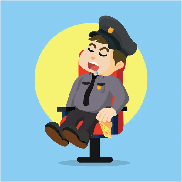 Policía gorda durmiendo al vigilar — Vector de stock