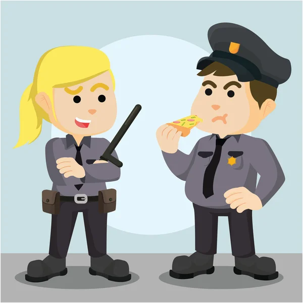 Grasso agente di polizia con donna poliziotto — Vettoriale Stock