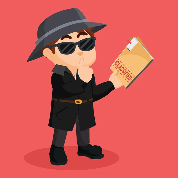 Detective holding classified document — Stock Vector