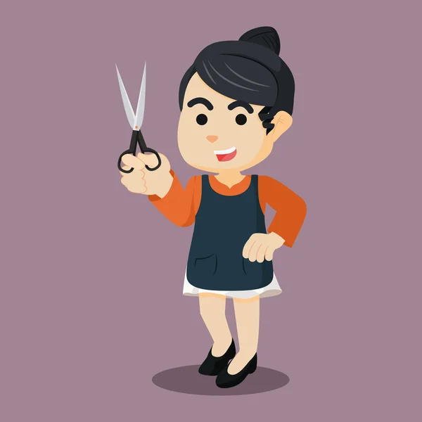 Žena držící nůžky ilustrace design — Stockový vektor