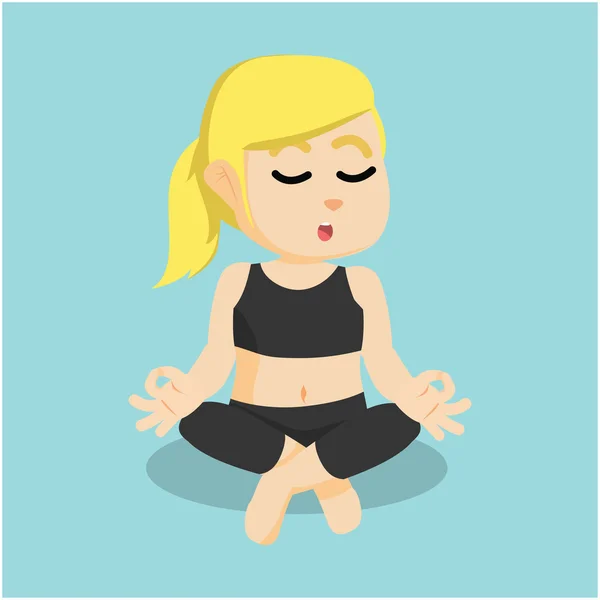 Chica meditando en yoga — Vector de stock