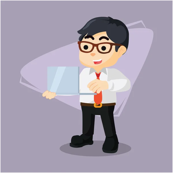 Zakenman holding laptop afbeelding ontwerp — Stockvector