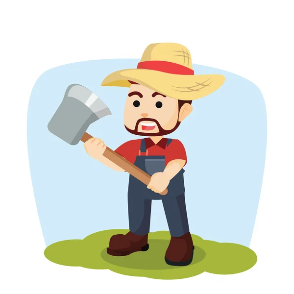 Agricultor explotación hacha ilustración diseño — Vector de stock