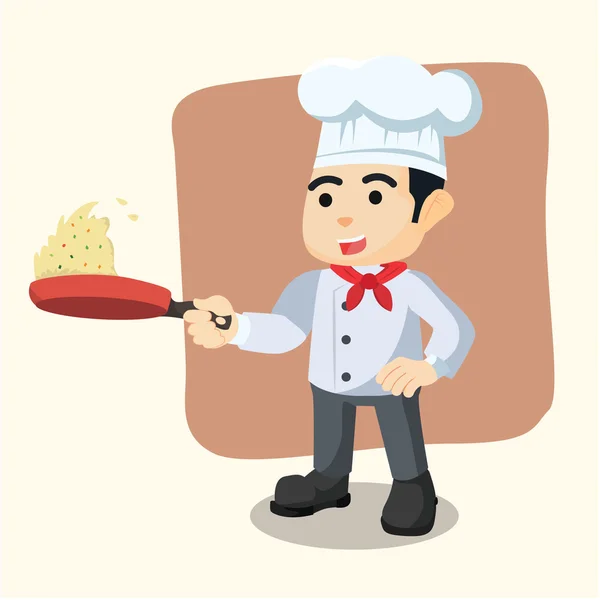 Chef-kok gebakken rijst koken — Stockvector