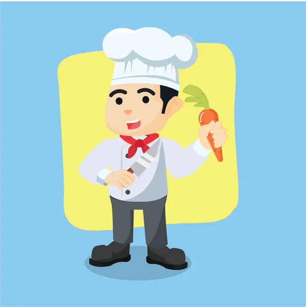 Chef segurando cenoura e faca de cozinha — Vetor de Stock