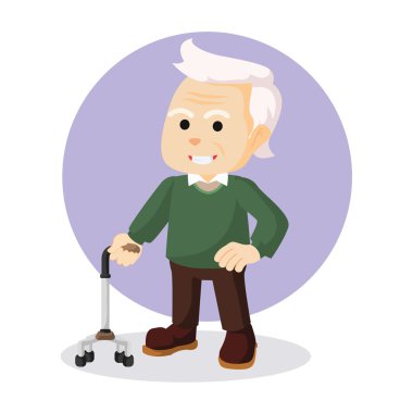 yaşlı adam holding baston