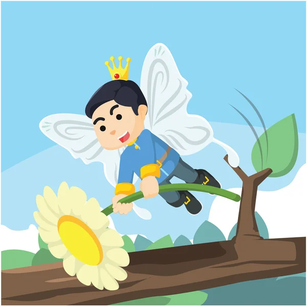 Prince de fée tenir une fleur — Image vectorielle