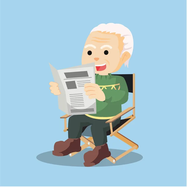 Velho homem lendo jornal de notícias —  Vetores de Stock