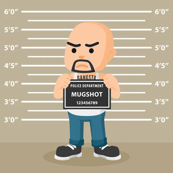 Gangster com fundo mugshot —  Vetores de Stock