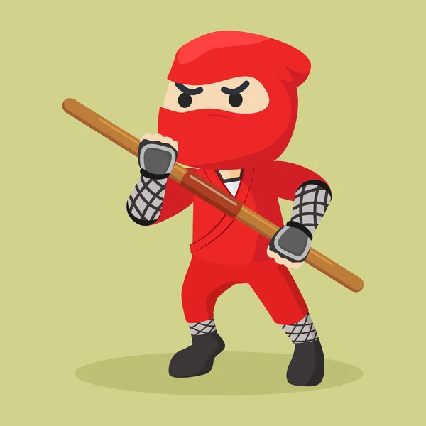 Ninja holding stick illustration design — Stock vektor