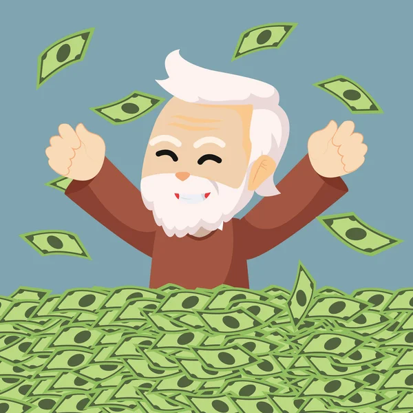 Abuelo disfrutar de su dinero retirado — Vector de stock