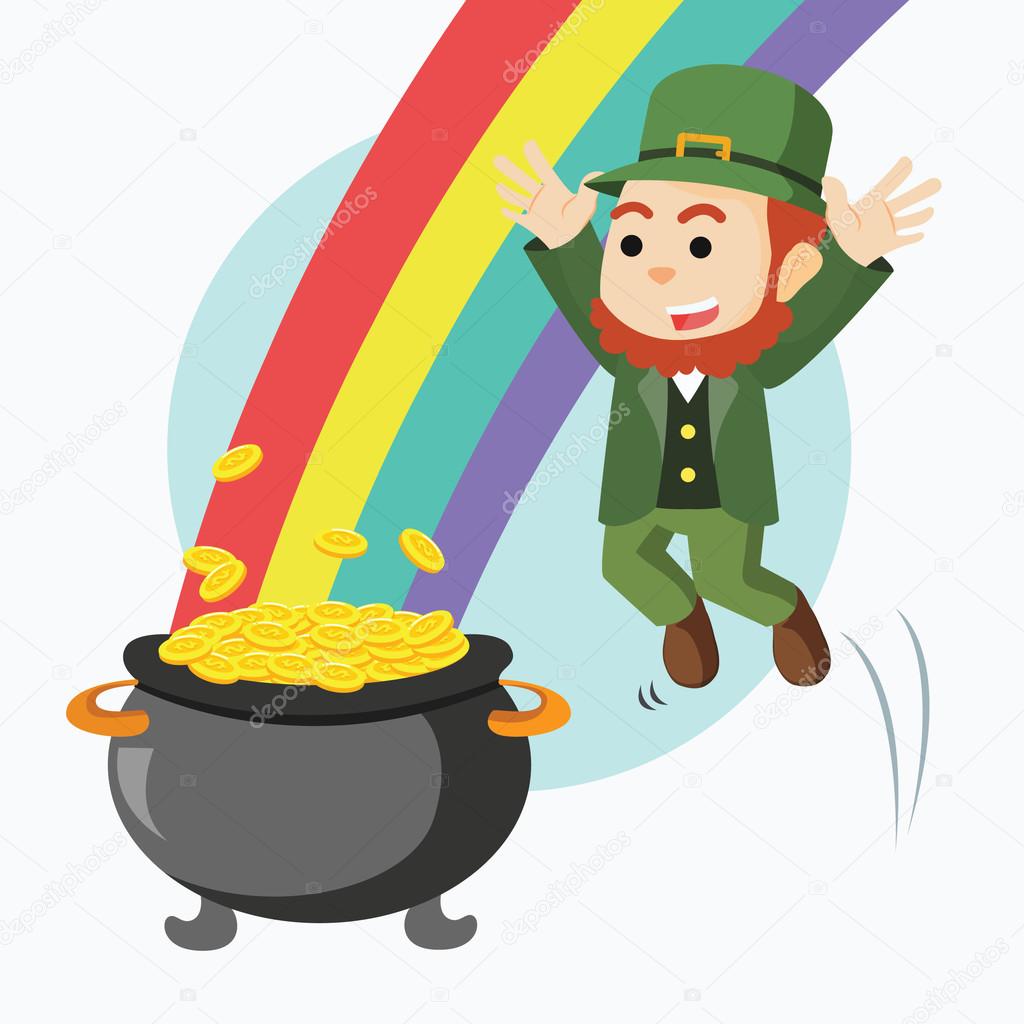 Leprechaun Jump To Pot Of Gold And Rainbow Stock Vector C Funwayillustration 121864650 - funny friends in the pot of gold 1 decal roblox