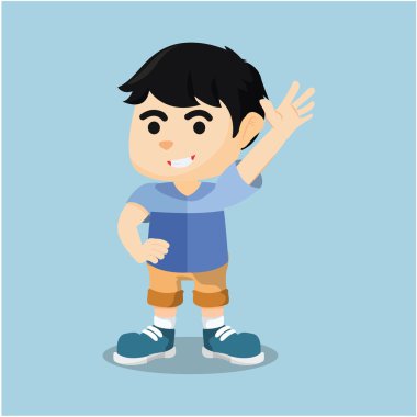 Çocuk gülümseyen yüz ellerini kaldırdı