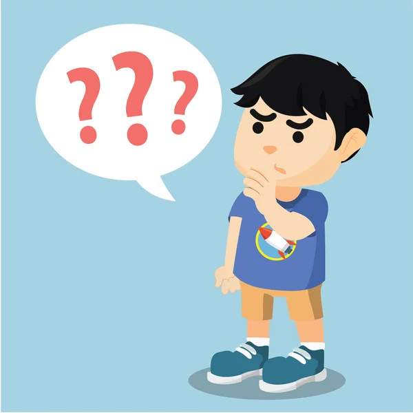 Boy with question marks — Stock Vector