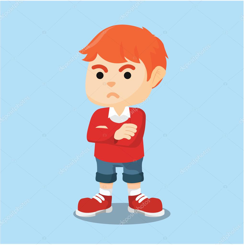 Boy with angry face Stock Vector by ©funwayillustration 122467908, image size:1019x1024