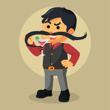 Bıyıklı kırmızı şarap içme adam