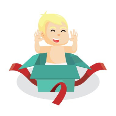 Hediyelik kutu mavi tosca içinde erkek bebek