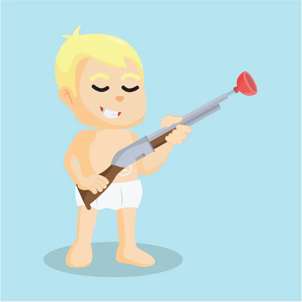 Bébé garçon tenant shoutgun jouet — Image vectorielle