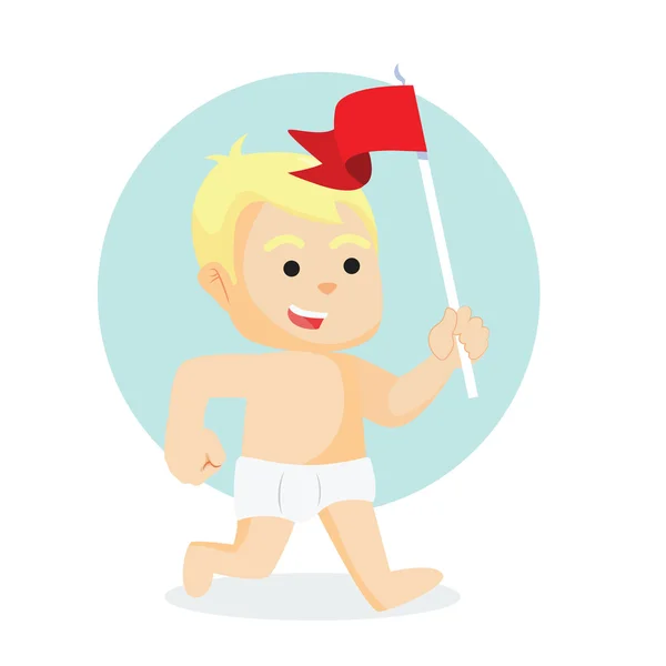 Мальчик бежит с флагом — стоковый вектор