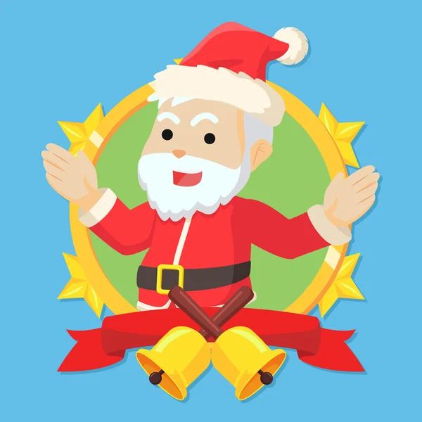 Weihnachtsmann-Klausel im Kreis-Logo bunt — Stockvektor