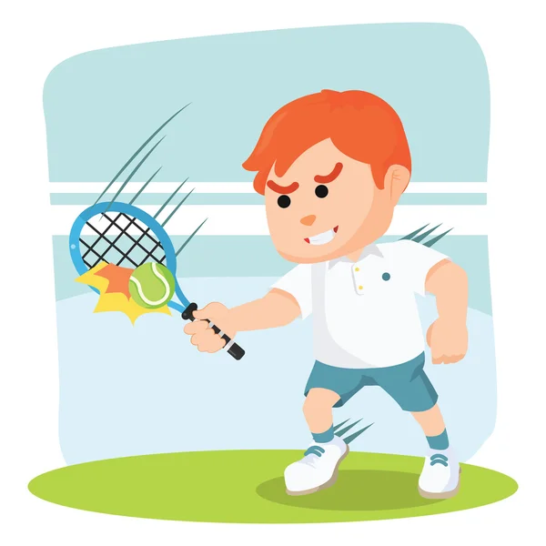 Boy tennis player repelling ball colorful — Stock Vector