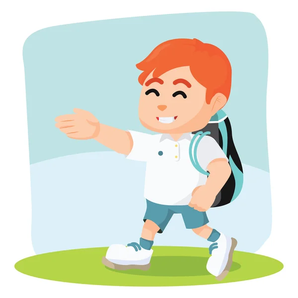 Αγόρι τενίστας περπάτημα τσάντα μεταφοράς — Διανυσματικό Αρχείο