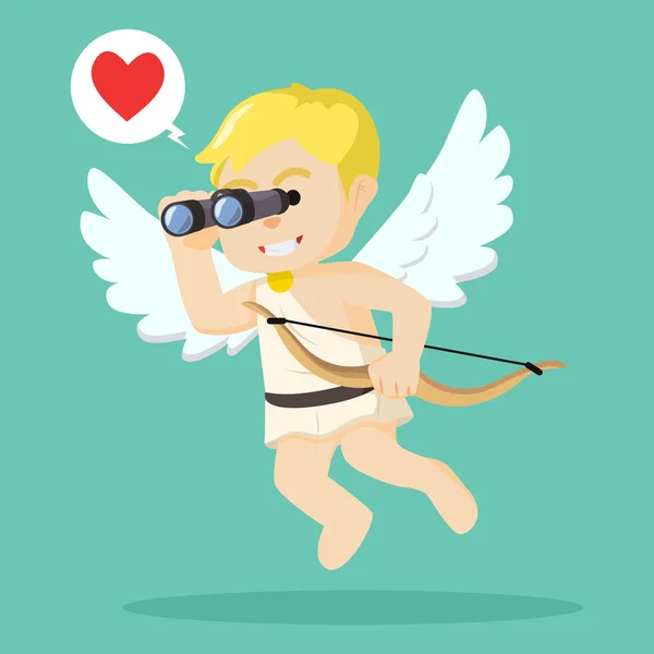 Cupidon garçon recherche amour cible coloré — Image vectorielle