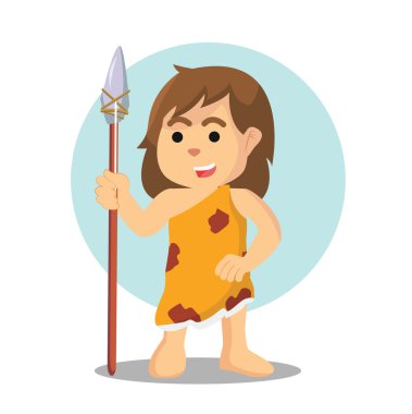 mızrak taş tutan kadın mağara