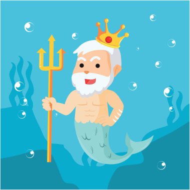 Neptün onun taç ve silah ile