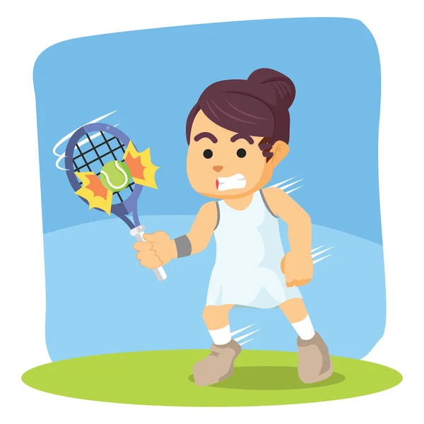 Female tennis player hit the ball — Stock Vector