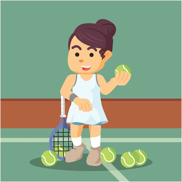 Jugadora de tenis en entrenamiento — Vector de stock