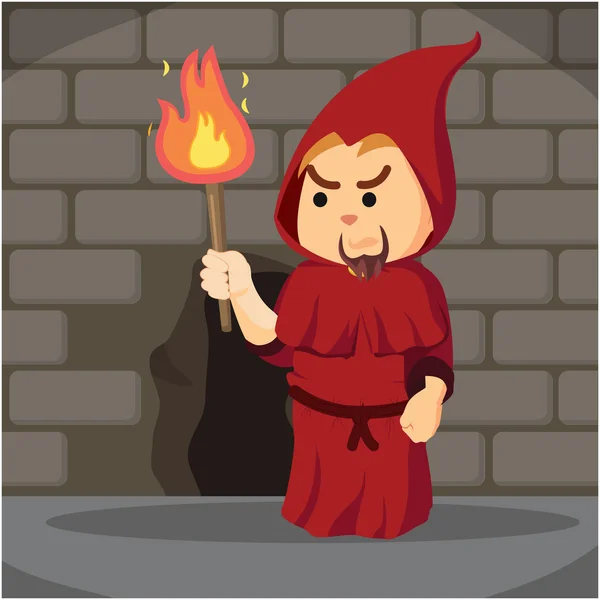 Inquisiteur tenant la torche dans le donjon — Image vectorielle