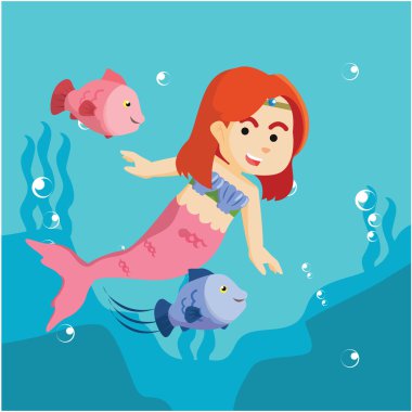 Deniz kızı kız balık ile oynamaktan