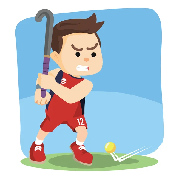 Jugador de hockey de campo listo para disparar — Vector de stock