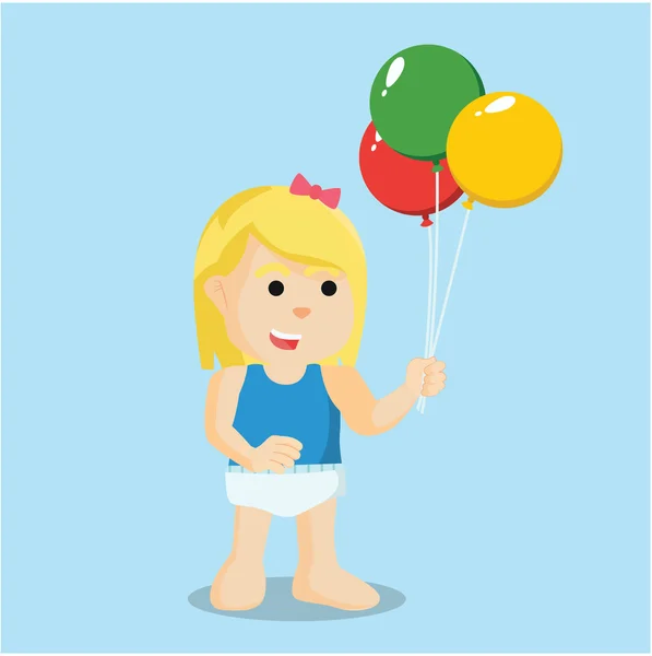 Девочка с воздушным шариком в руках — стоковый вектор