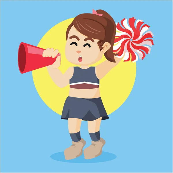 Cheerleader juichen met megafoon — Stockvector