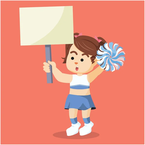 Cheerleader holding sign colorful — Stock Vector