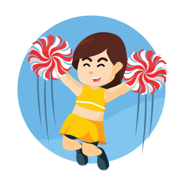 Cheerleader cheers kleurrijke springen — Stockvector