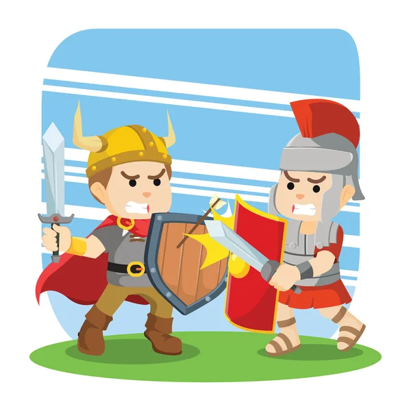 Soldado romano lucha con vikingo — Vector de stock