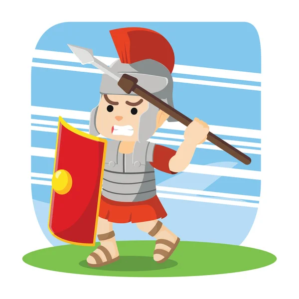 Romersk soldat med spjut för att kasta — Stock vektor