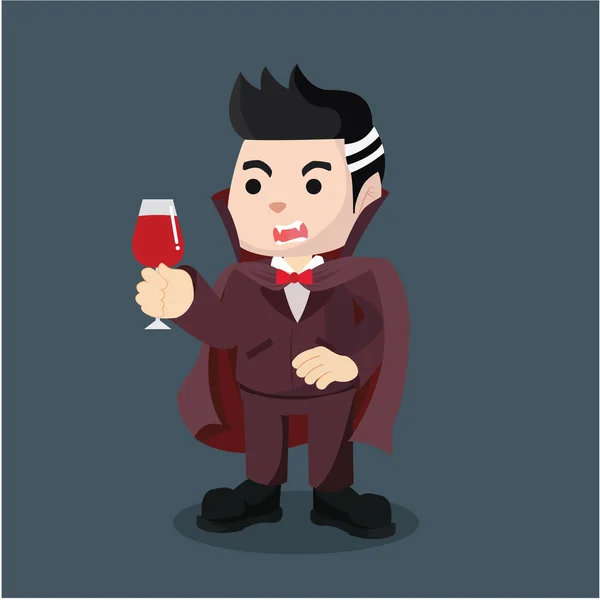 Dracula holding glass of blood — Stock Vector