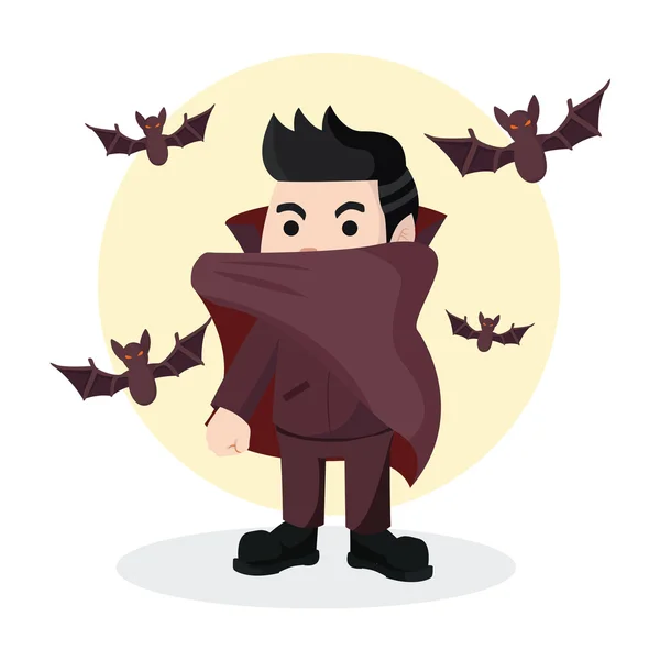 Dracula con disegno illustrazione pipistrello — Vettoriale Stock